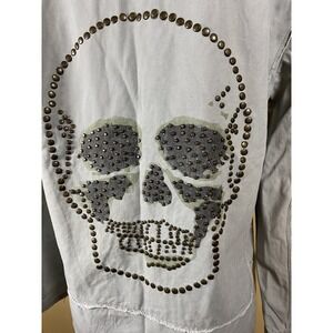 X-RAY Size Large Biker Jacket With Large Skull Hit On Back Gray Color.
